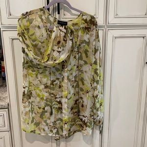 Lane Bryant green floral print blouse